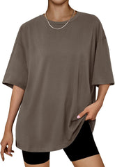 Trendy Queen Womens Oversized Summer T Shirts Fashion Workout Plus Size Tops Short Sleeve Beach Vacation Gym Clothes 2025