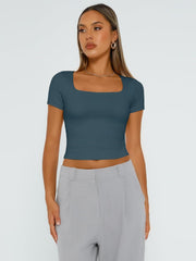 Trendy Queen Tshirts Shirts for Women Double Lined Going Out Crop Tops 2025 Spring Summer Workout Y2k Clothes Beach Fashion