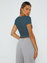 Trendy Queen Tshirts Shirts for Women Double Lined Going Out Crop Tops 2025 Spring Summer Workout Y2k Clothes Beach Fashion