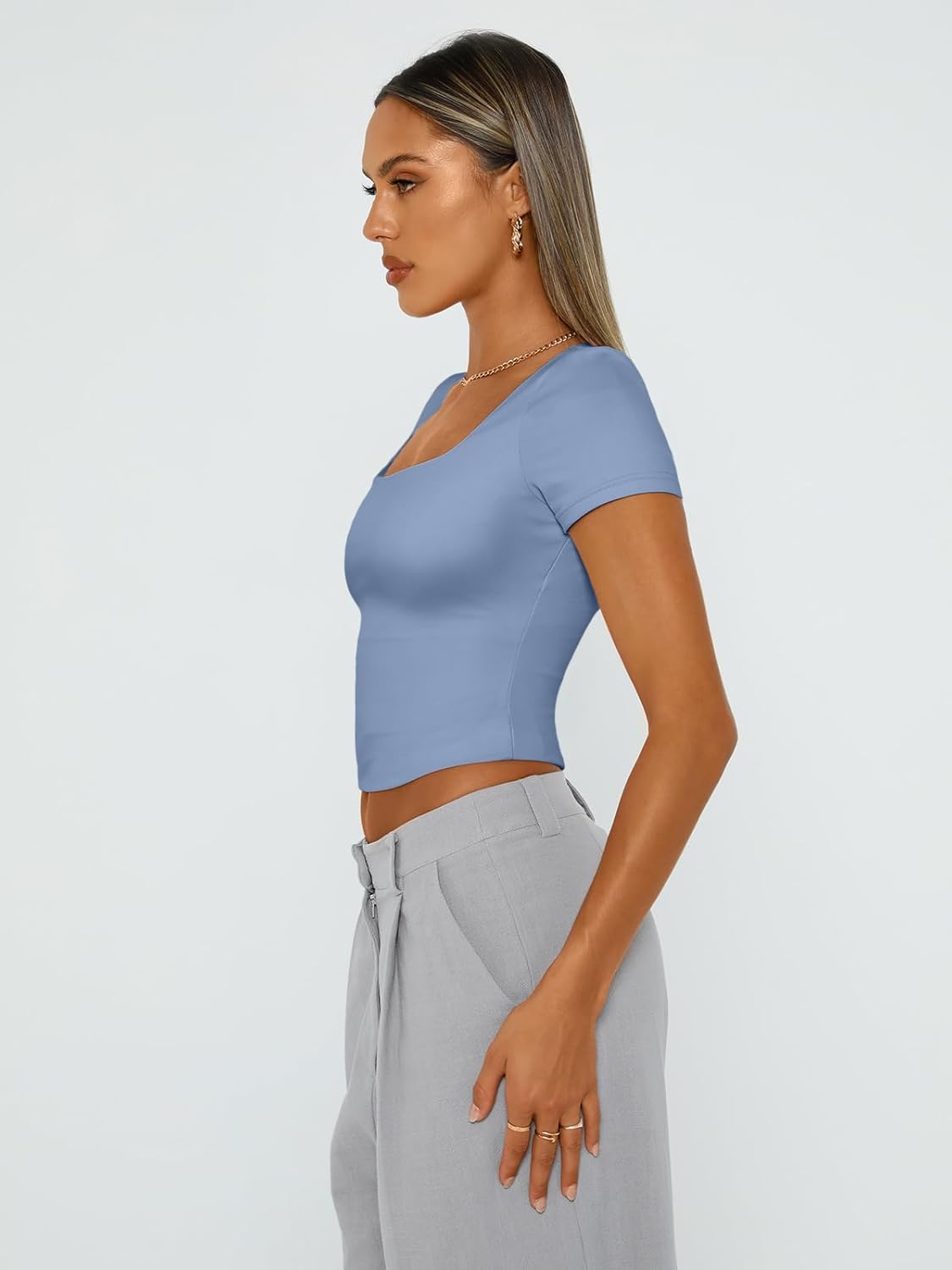 Trendy Queen Tshirts Shirts for Women Double Lined Going Out Crop Tops 2025 Spring Summer Workout Y2k Clothes Beach Fashion