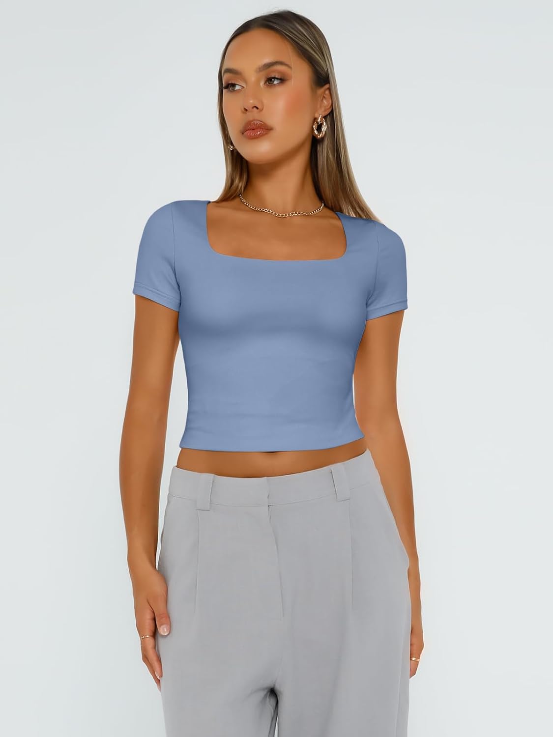 Trendy Queen Tshirts Shirts for Women Double Lined Going Out Crop Tops 2025 Spring Summer Workout Y2k Clothes Beach Fashion
