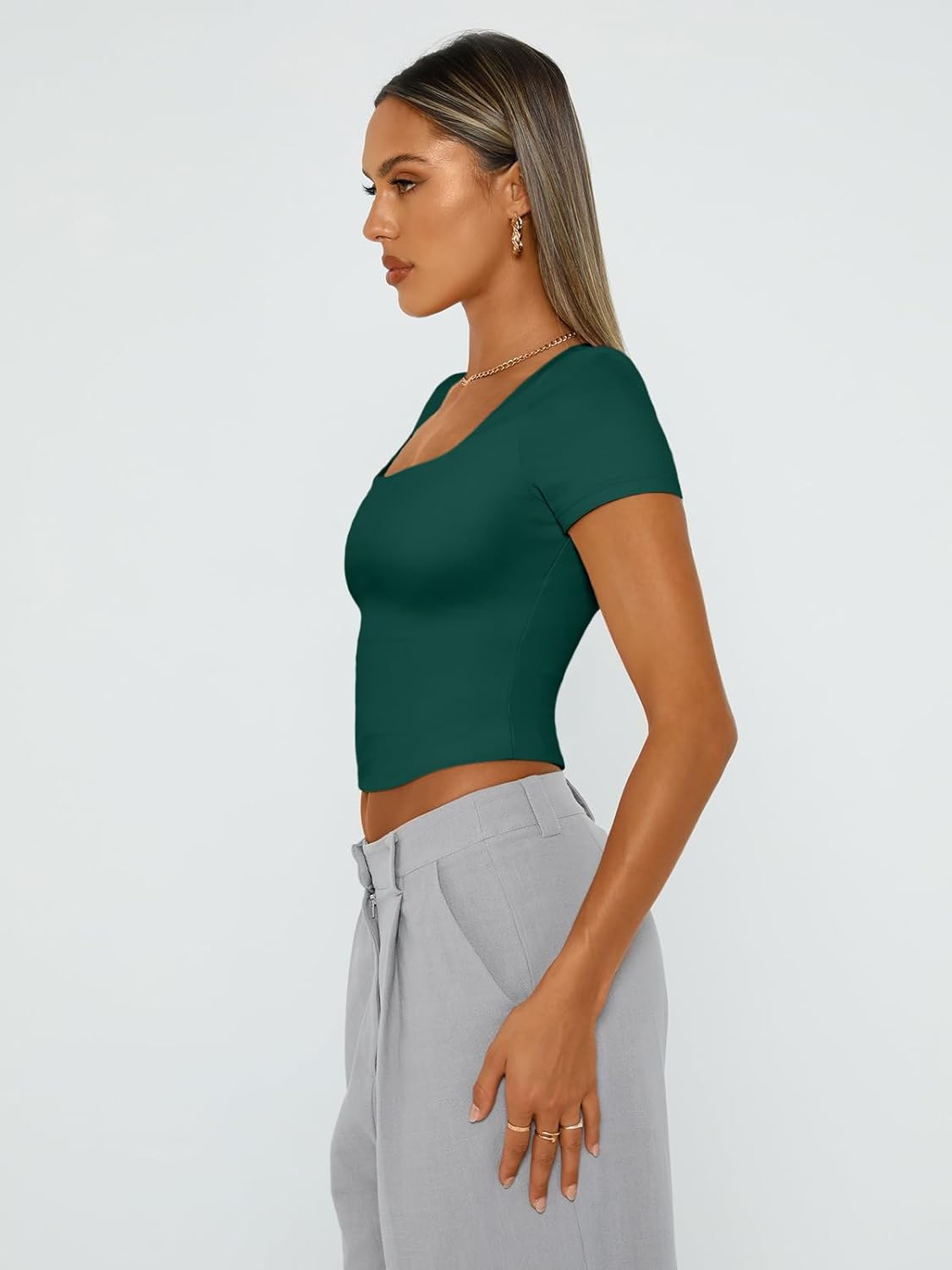 Trendy Queen Tshirts Shirts for Women Double Lined Going Out Crop Tops 2025 Spring Summer Workout Y2k Clothes Beach Fashion