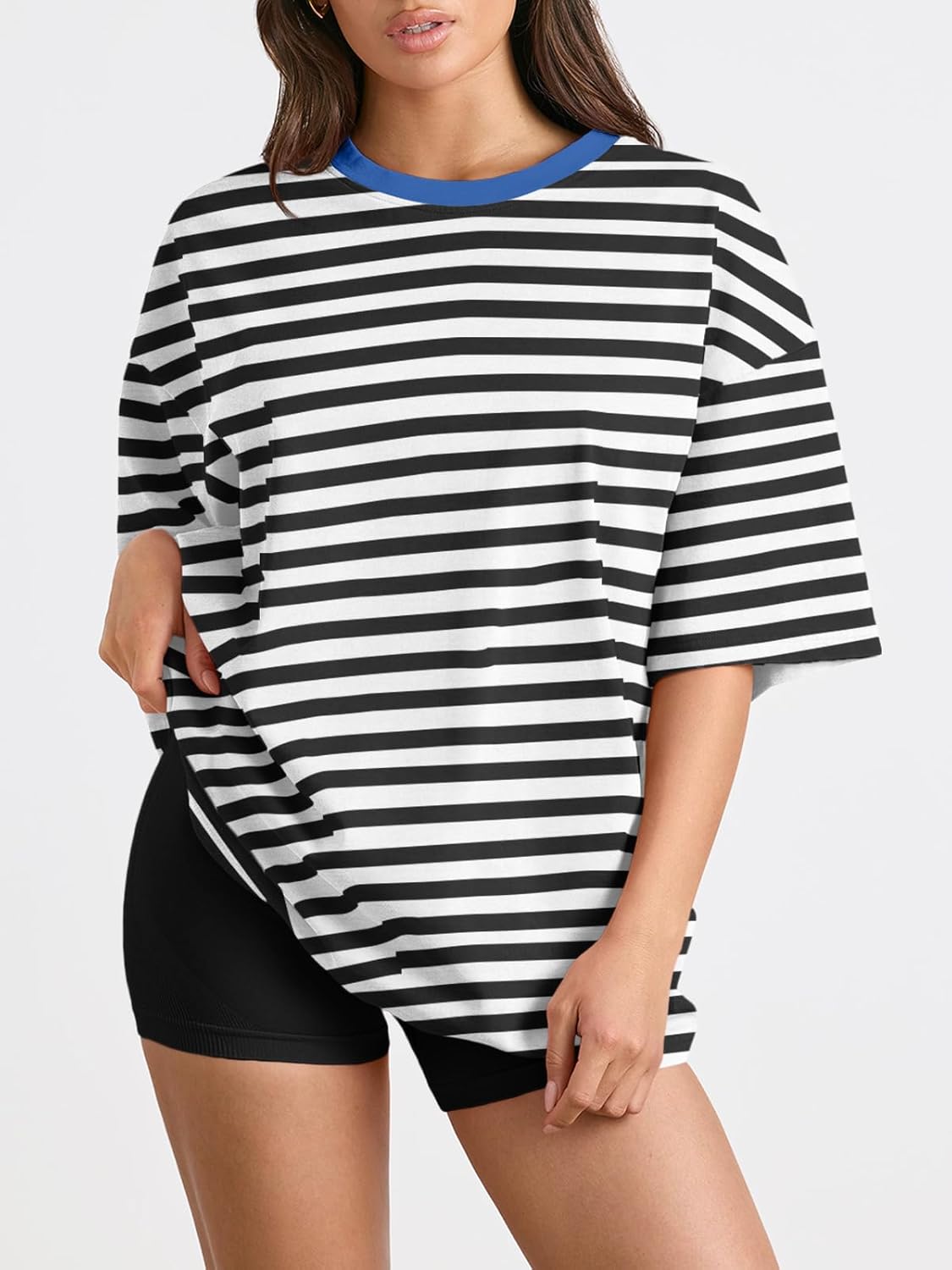 Trendy Queen Womens Oversized Summer T Shirts Fashion Workout Plus Size Tops Short Sleeve Beach Vacation Gym Clothes 2025