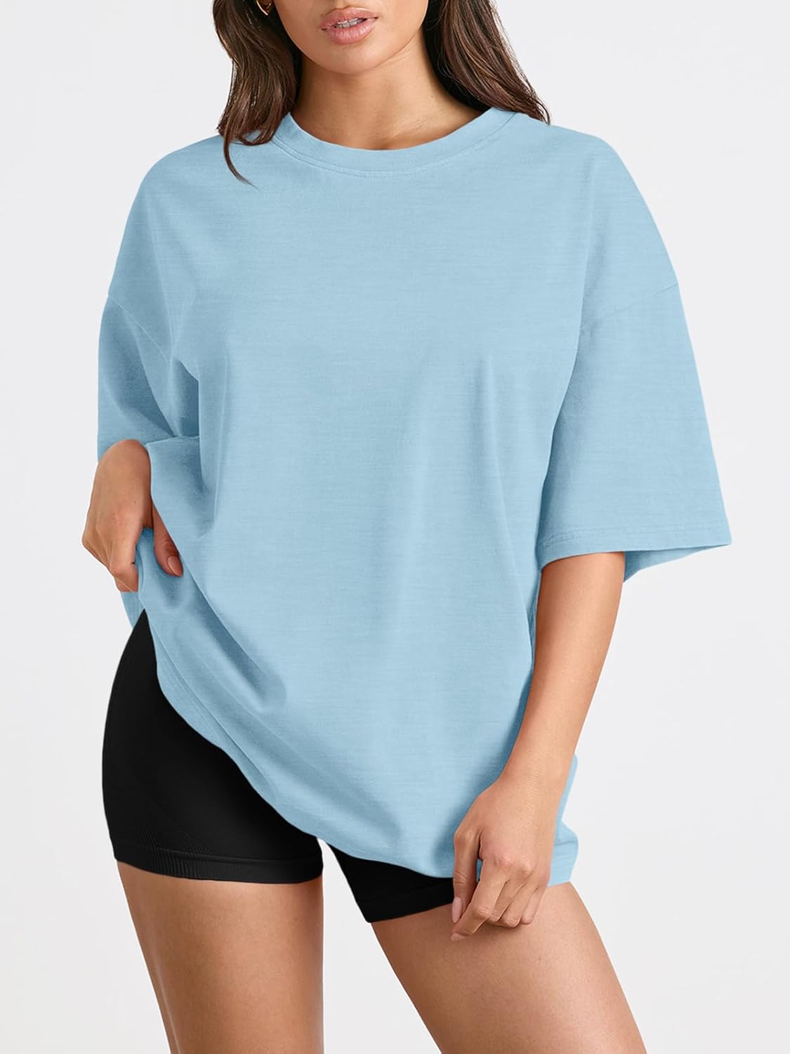 Trendy Queen Womens Oversized Summer T Shirts Fashion Workout Plus Size Tops Short Sleeve Beach Vacation Gym Clothes 2025