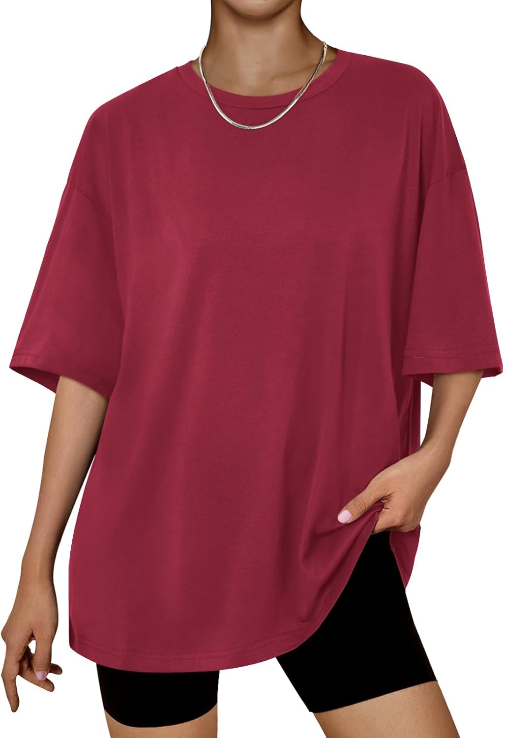 Trendy Queen Womens Oversized Summer T Shirts Fashion Workout Plus Size Tops Short Sleeve Beach Vacation Gym Clothes 2025
