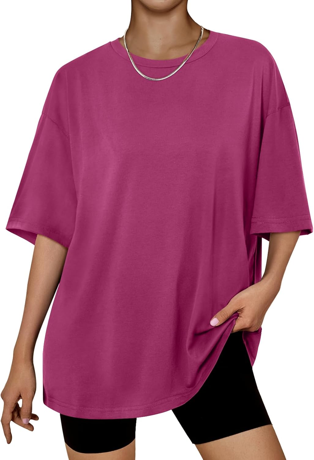 Trendy Queen Womens Oversized Summer T Shirts Fashion Workout Plus Size Tops Short Sleeve Beach Vacation Gym Clothes 2025