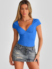 Trendy Queen Womens Summer V-Neck Backless Cute Tops Short Sleeve Sexy Slim Fit T-Shirts Y2K Clothes Corset Cami 2025