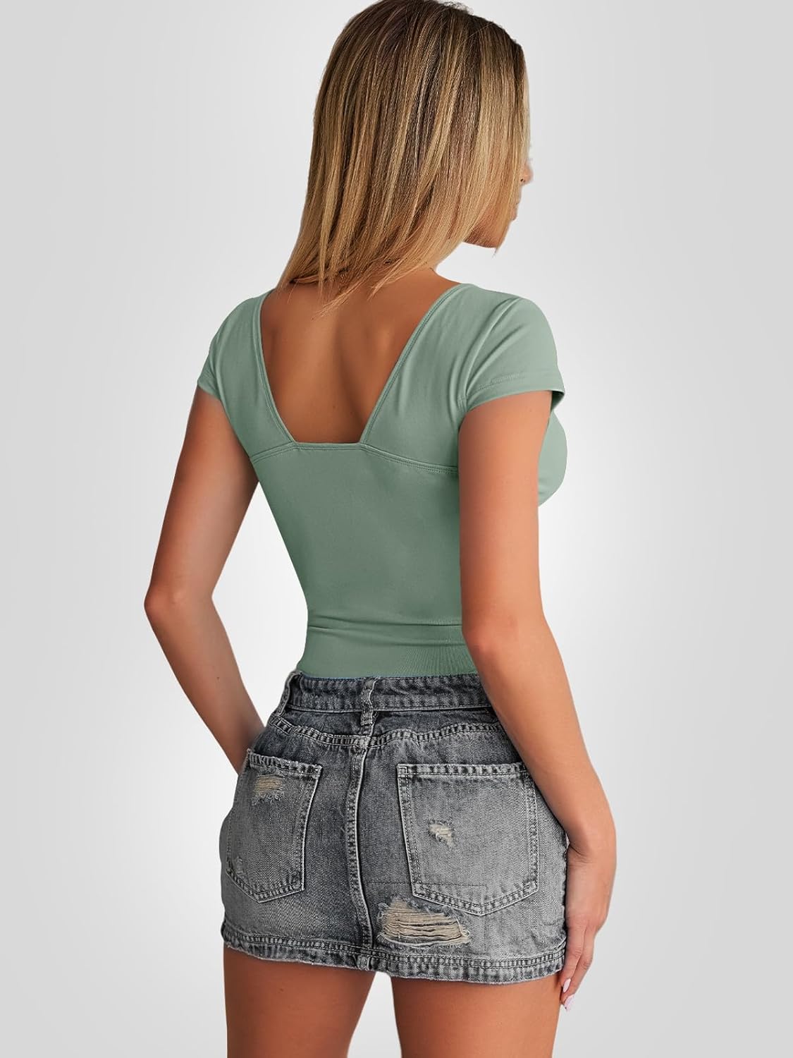 Trendy Queen Womens Summer V-Neck Backless Cute Tops Short Sleeve Sexy Slim Fit T-Shirts Y2K Clothes Corset Cami 2025